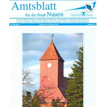 Das Amtsblatt für die Stadt Nauen, Nr. 1 ist am 13. März 2023 erschienen