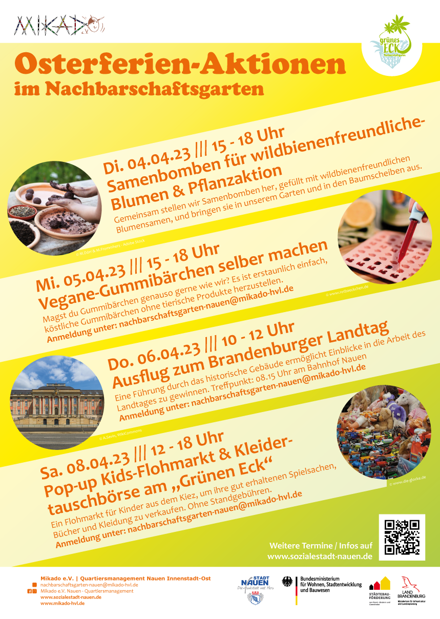 Osterferien-Aktionen im Nachbarschaftsgarten  „Grünen Eck"