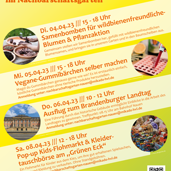 Osterferien-Aktionen im Nachbarschaftsgarten  „Grünen Eck"