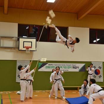 Teakwondo-Show zeigte Kampfkunst und geballte Action im Scheunenweg 