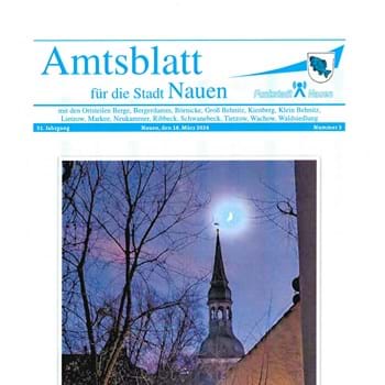 Das Amtsblatt für die Stadt Nauen, Nr. 2 ist am 18. März 2024 erschienen