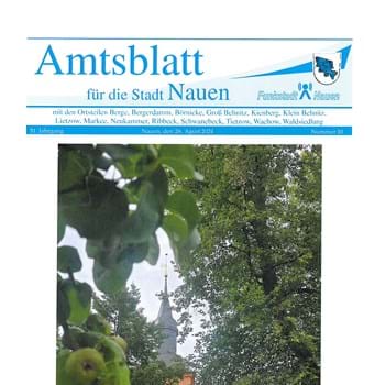 Das Amtsblatt für die Stadt Nauen, Nr. 10 ist am 26. August 2024 erschienen.