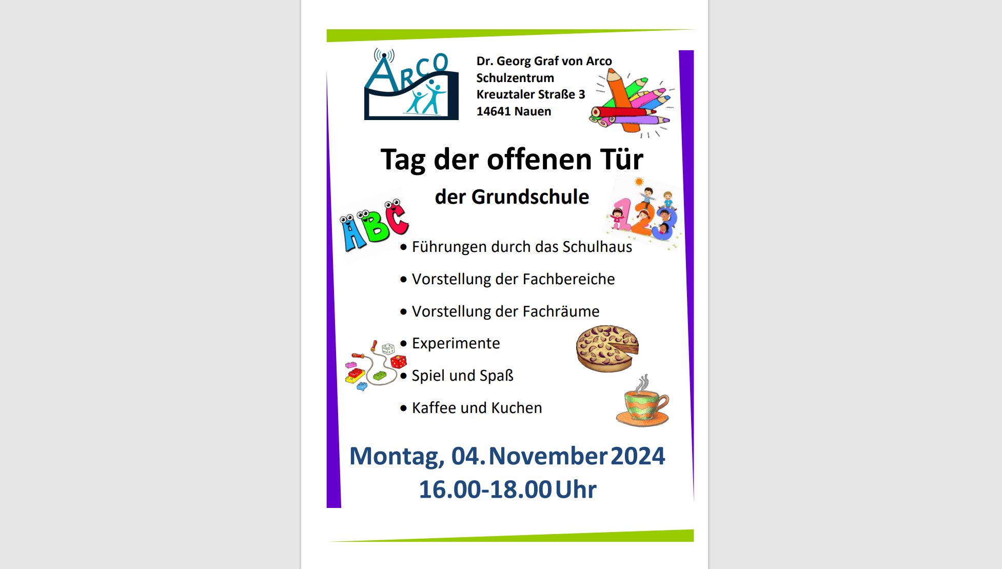 Spannend nicht nur für künftige ABC-Schützen: Tag der offenen Tür im Graf Arco Schulzentrum Nauen am 4. November