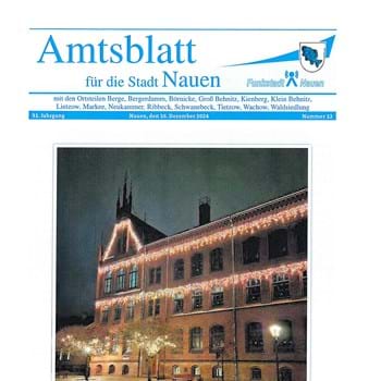 Das Amtsblatt für die Stadt Nauen, Nr. 12 ist am 16. Dezember 2024 erschienen