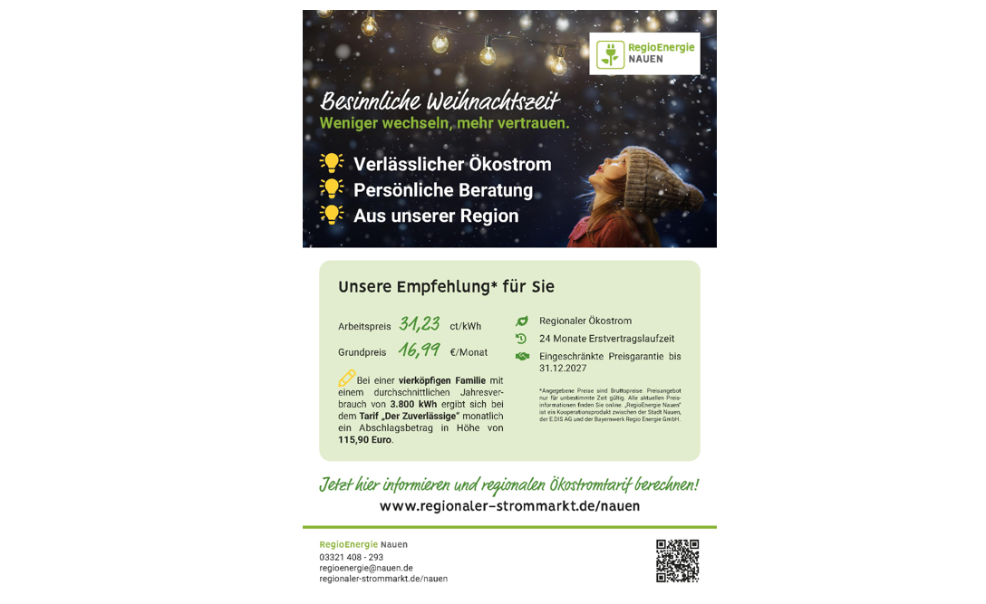 RegioEnergie Nauen: Mit grüner Energie durch den Winter!